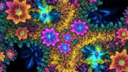 Buntes, florales Muster mit Blumen und Blüten. Hintergrund oder Grußkarte