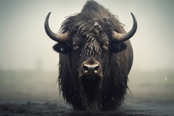Naklejka premium A majestic bison. Great for photos of wildlife, national parks, nature, conservation, great plains and more. 