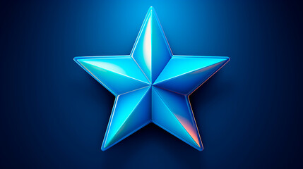 Estrella 3d render azul - Estrella brillo estrella galón símbolo - obrazy, fototapety, plakaty