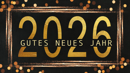 Gutes neues Jahr 2026, Neujahr Silvester Grußkarten Feier Karte mit Text, deutsch Illustration -...