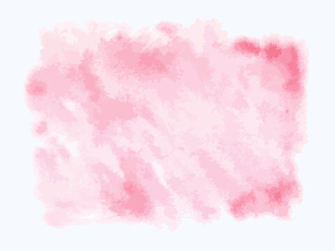 Pink watercolor background. Vector illustration of rectangular paint stain. Hand drawn isolated splash. Painting of brush stroke in pastel colors. Copy space for card text