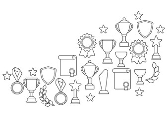 Awards and trophy background. Reward items for sports or corporate competitions.