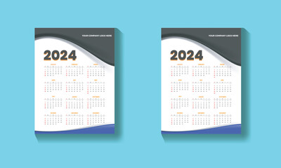 Modern design 2024 calendar template