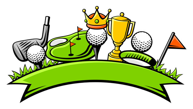 Background with golf items. Sport club illustration.