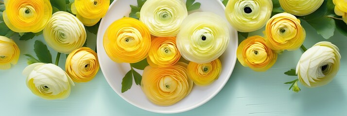 Easter Table Setting with Yellow Ranunculus