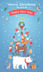 Christmas, New Year greeting card, poster template