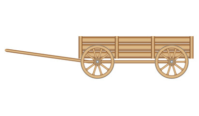 Fototapeta premium Wooden wagon isolated on white, vector illustration