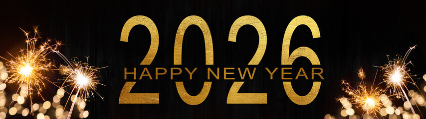 Happy new Year 2026, Sylvester party New year Fireworks Firework background banner panorama long...