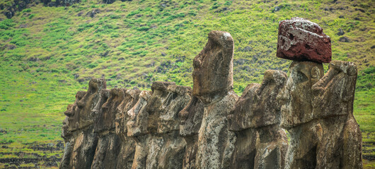moais in Tongariki, Rapa Nui, Easter Island
