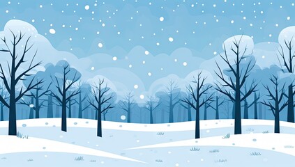 the winter landscape background with snow falling on trees Generative AI