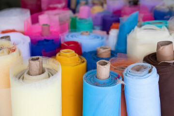 coloured fabric rolls