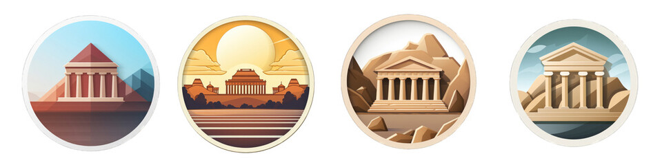 Naklejka premium Ancient Civilization clipart collection, vector, icons isolated on transparent background