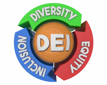 DEI Diversity Equity and Inclusion Policy Process Fair Treatment Equal Opportunities 3d Illustration