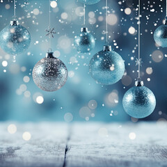 Fototapeta na wymiar Blue Christmas Ornament Background for Social Media