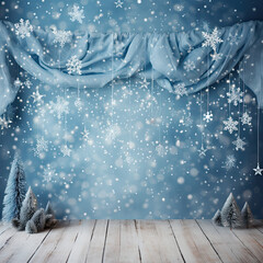Christmas background blue theme with snow