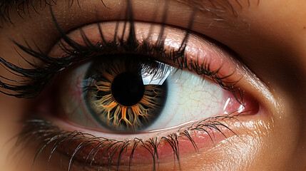 Nahaufnahme eines schönen weiblichen Auges. Makroaufnahme eines menschlichen Auges.