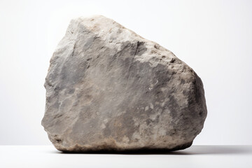 solitary rock with textured surface on white