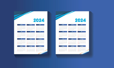 Vector 2024 modern wall calendar template design