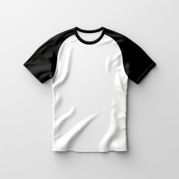 Blank black and white t-shirt mockup isolated white background