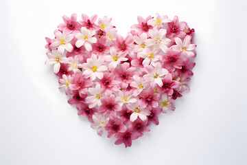 Obraz premium Symbol of Love: Heart-Shaped Flowers on White Background for Valentine's Day