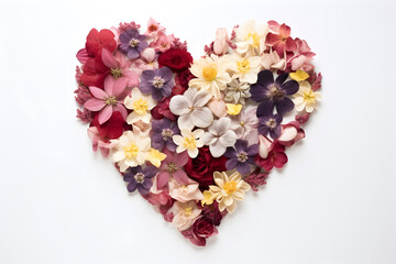 Symbol of Love: Heart-Shaped Flowers on White Background for Valentine's Day