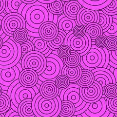Bull eye outline seamless pattern. Ornament of chaotic concentric circles