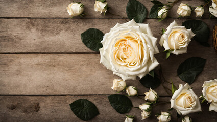 Rose flower on old wooden background