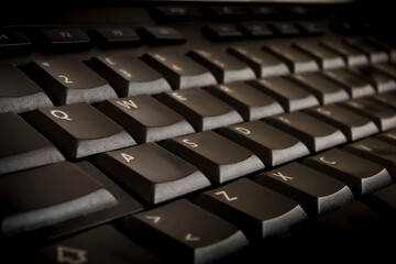 Black computer keyboard. Still-life picture of a peripheral device taken on studio.