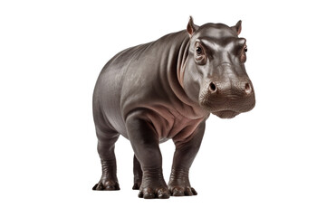 Obraz premium A baby hippopotamus isolated on a transparent background.