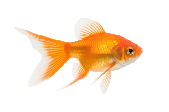 A beautiful goldfish isolated on a transparent background.