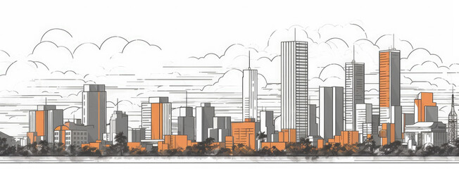 Ivory Coast Famous Landmarks Skyline Silhouette Style, Colorful, Cityscape, Travel and Tourist Attraction - Generative AI