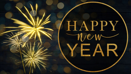 HAPPY NEW YEAR - Sylvester, New Year's Eve 2024 Party, New year, Firework celebration background...