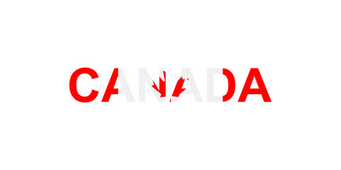 Letters Canada in the style of the country flag. Canada word in national flag style.