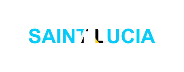 Letters Saint Lucia in the style of the country flag. Saint Lucia word in national flag style.