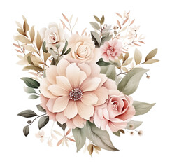 Watercolor floral bouquet. Generative AI, png image.