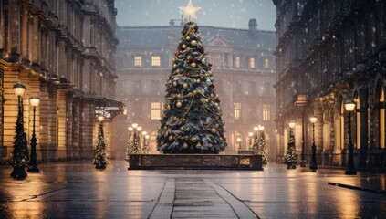 an image of a christmas tree in a street schlieren