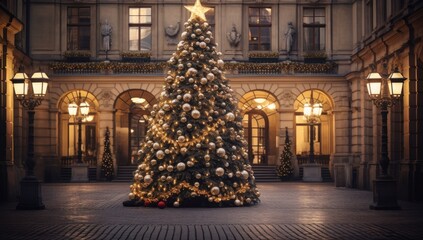 an image of a christmas tree in a street schlieren