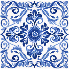 Watercolor navy blue square sample floral pattern