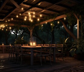 Fototapeta na wymiar outdoor dining room under the stars