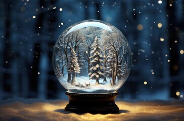 Fototapeta na wymiar winter in a snow globe, trees and snow, animated gifs