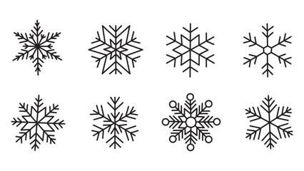 Obraz premium Snowflakes icons set. black silhouette on white background. Vector