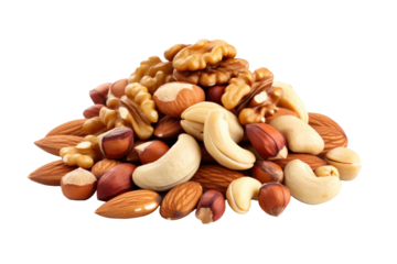 Nuts Mix isolated on a transparent background.