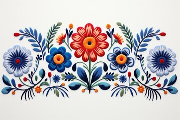 Scandinavian folk embroidery design - obrazy, fototapety, plakaty