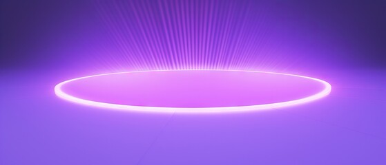 Futuristic design of a glowing pink circle on a purple background