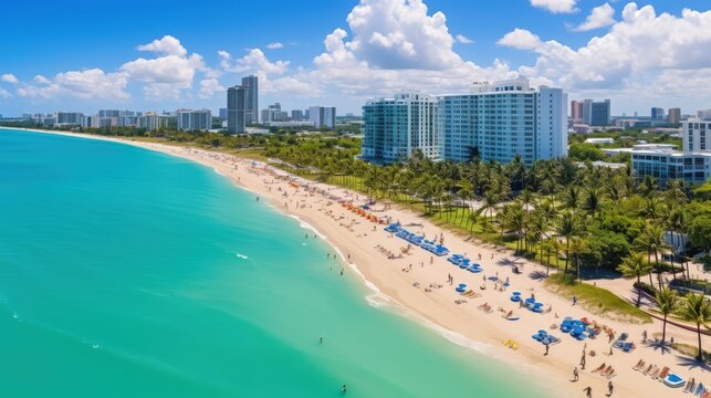 Aerial scenery view of South Beach Tropical and Paradise coast