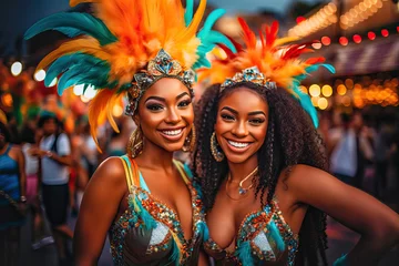 Poster Young women dancing and enjoying the Carnival in Brazil © Victor