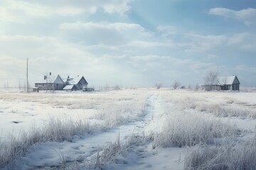 Winter rural landscape scene