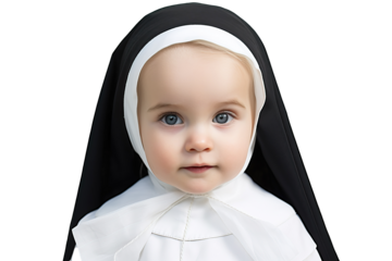 portrait of a little girl dressed as a nun, ai generated