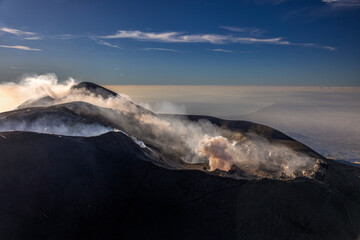 Aetna, Vulkan, bei Catania, Sizilien, Italien, Luftbild aus Hubschrauber