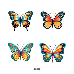 Vector butterflies in soft pastel blue tones. A diverse clipart collection of colorful butterfly.